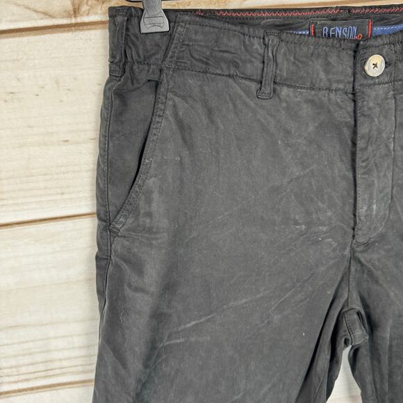 Benson Black Flat Front Slash Pockets Chino Shorts Size 32 - Picture 3 of 10